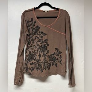Women’s Brown Long Sleeve Cotton Blouse